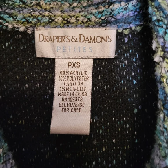Drapers & Damon's Women Metallic Tweed Jacket Size PXS - Picture 6 of 6